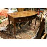 Early 19th century Mahogany Bow Fronted Sideboard / Serving Table with Two Drawers, raised on square