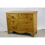 Late Victorian pine chest of two short & two long drawers
