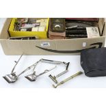 A box of mixed shaving collectables to include a selection of cut throat razors, rolls razor and