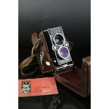 Rollei Magic twin lens reflex film camera with 75mm f3.5 Schneider Xenar lens and original leather
