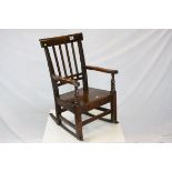 Antique Beech and Fruitwood Child's Elbow Rocking Chair