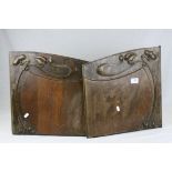 Pair of Art Nouveau Carved Mahogany Panels, approx. 40cms x 43cms