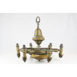 Mid 20th century Toleware Six Branch Central Light Fitting, d.51cms