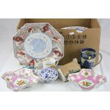 Mixed Lot of Ceramics including 19th century and later Plates and Meat Plates, Japanese Imari Plate,