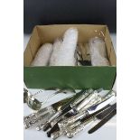 A box of sheffield silver plated cutlery to include Viner's.
