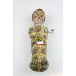 Antique Hand Carved and Polychrome Painted Wooden Nativity Figure of the Baby Jesus with Glass Eyes,