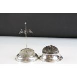 Two fully hallmarked sterling silver dressing table hat pin stands.