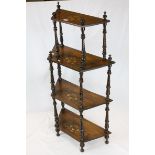 Victorian Mahogany Inlaid Opening Four Tier Whatnot raised on turned supports, h.133cms w.63cms
