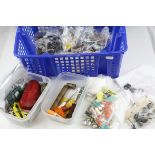A box of vintage sewing collectables to include thimbles, buckles and buttons.