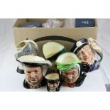 Five large Royal Doulton character mugs Old Salt,Don Quixote ,Henry The V111 Sairey Gamp and one
