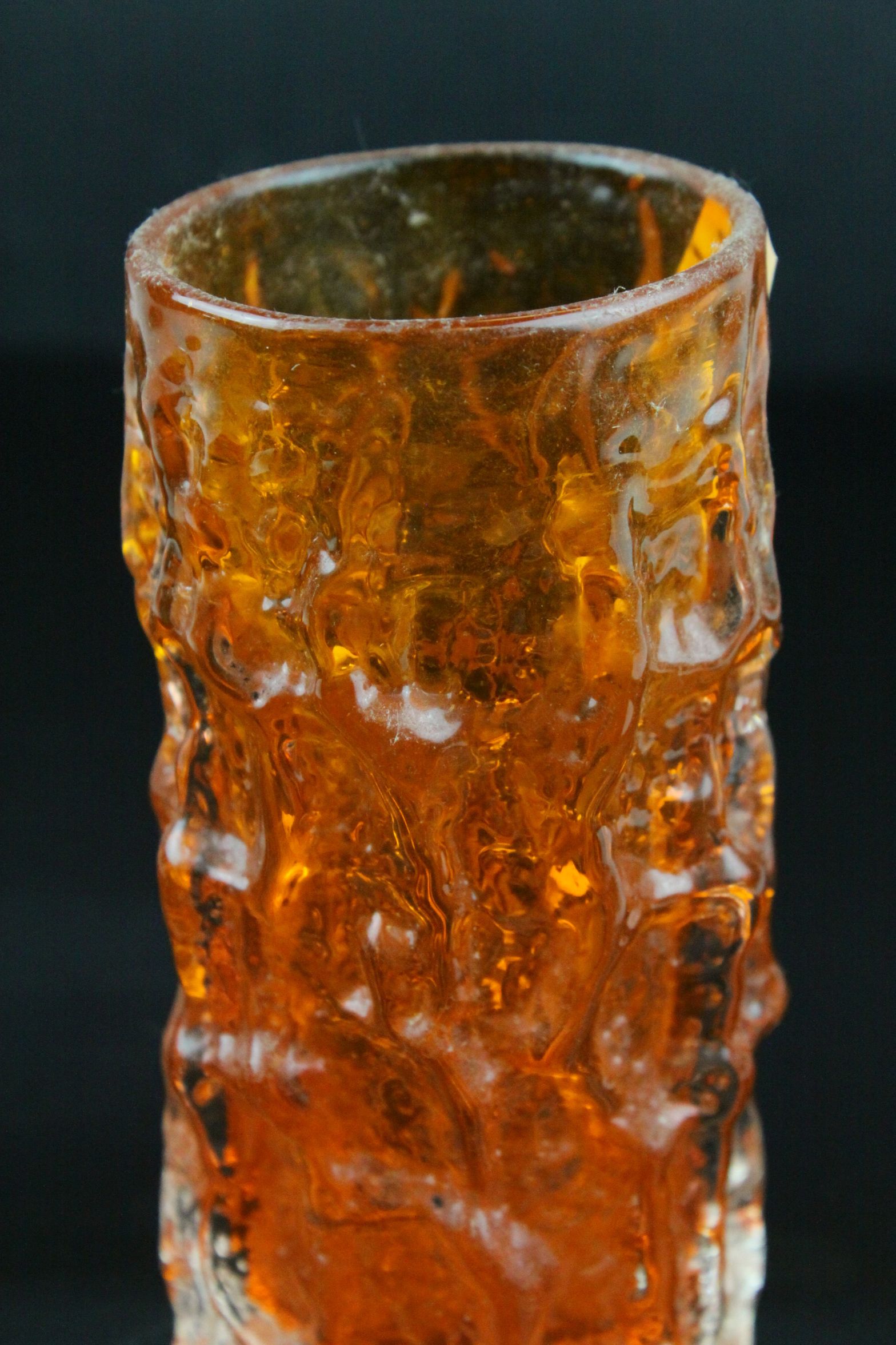Whitefriars Tangerine Orange Textured Bark Cylindrical Vase, h.15cm - Image 2 of 6