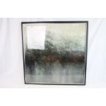 Modern school a studio framed Bayou Abstract composition in deep shades 73 x 73cm