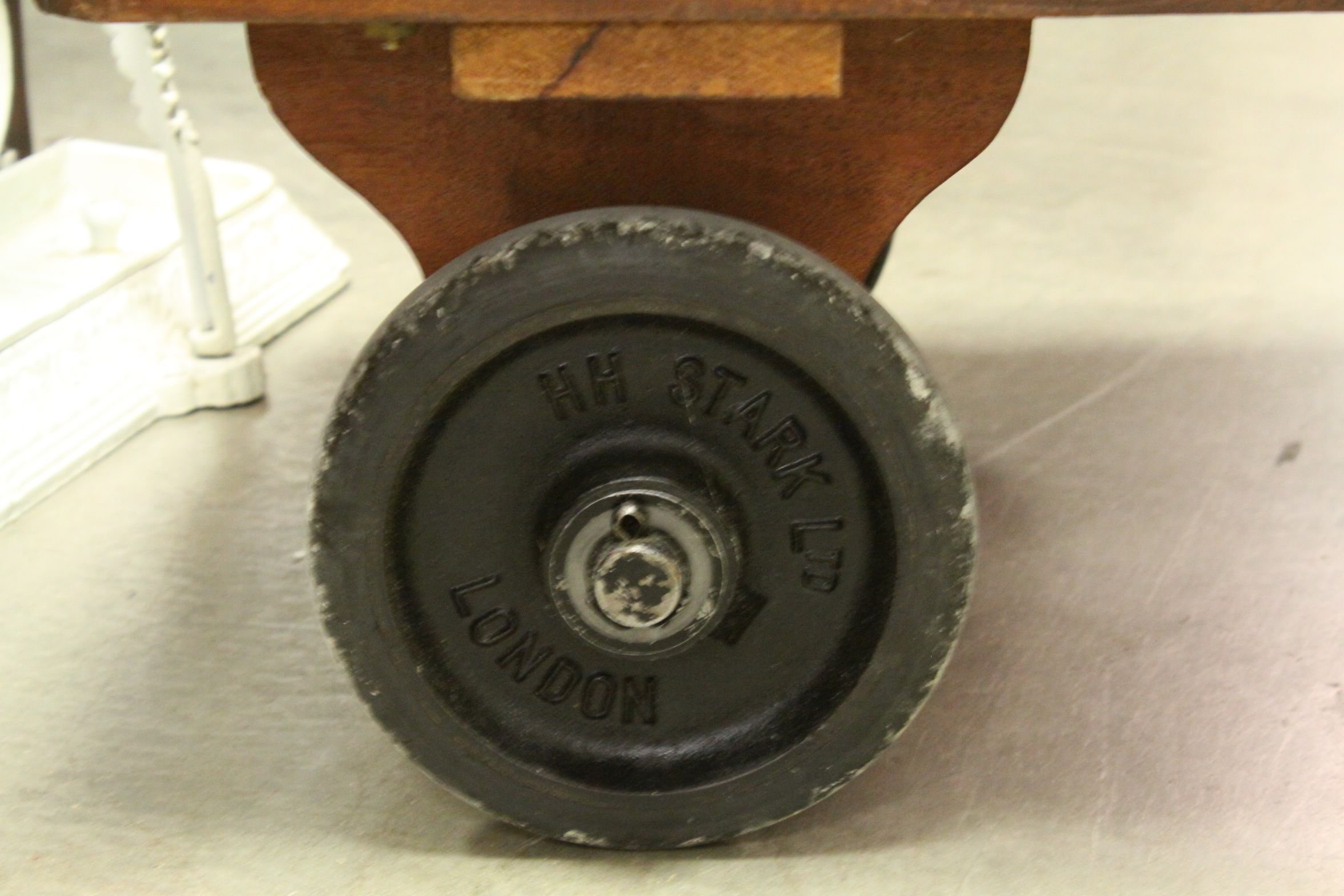 Early 20th century Gold Bullion Trolley with a Hardwood Top and Cast Iron Base, each wheel stamped ' - Image 4 of 6