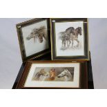 A set of three Equine print studies of horses after SL Crawford and S Albert