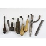 Cobbler's / Leatherworkers Tools to include Slide Box Wheel, Pricking Iron and Fudge Wheel