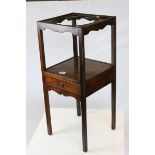 Georgian Mahogany Square Toilet Stand with Pot Shelf and Drawer, h.76cms w.32cms