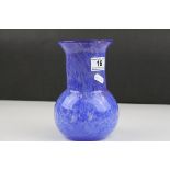 Monart ? Blue and Gold Speckled Glass Vase, h.19cms