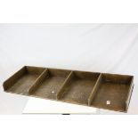 Early to Mid 20th century Large Oak Four Section Filing Tray, 117cms long x 40cms deep together with