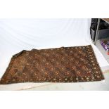 Eastern Brown Ground Rug with Geometric Pattern, 194cms x 100cms