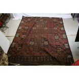 Eastern Red Ground Wool Rug with Geometric Pattern, 157cms x 184cms