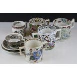 Collection of 19th century Transfer Printed Ceramics including Two 19th century Loving Mugs together