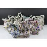 Collection of Twelve mainly 19th century Transfer Printed Chintz Pattern Jugs