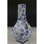 An antique blue and white Burleighware vase with styilised bird decoration af.