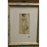 Edgar W Leatherland circa 1938 pen/pastel portrait of nude female in pose