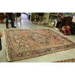 Large Red and Blue Ground Wool Rug, 319cms x 249cms