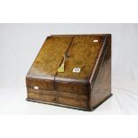 Victorian Walnut Stationery Cabinet, the sloping front with double doors opening to reveal a