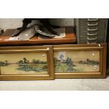 Pair of F G Fraser Watercolours depicting Cottage and Church by River Scenes, signed lower right,