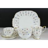 Part teaset (no teapot) Crown Staffordshire and Royal Albert Memory Lane cups and saucers.