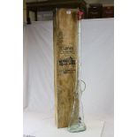 Moulded Glass Rifle Shaped Wine Bottle, L.110cms contained within a Wooden Packing Box