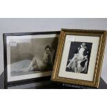 A set of two monochrome portrait images of nude female in poses