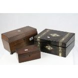 Early 19th century Mahogany Tea Caddy, L.31cms together with Coromandel Mother of Pearl Inlaid