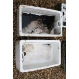 Pair of White Glazed Stoneware Sinks 76cms x 45cms together with a Smaller Sink 39cms x 46cms