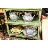 A group of antique chintz to include large jugs bowls etc.