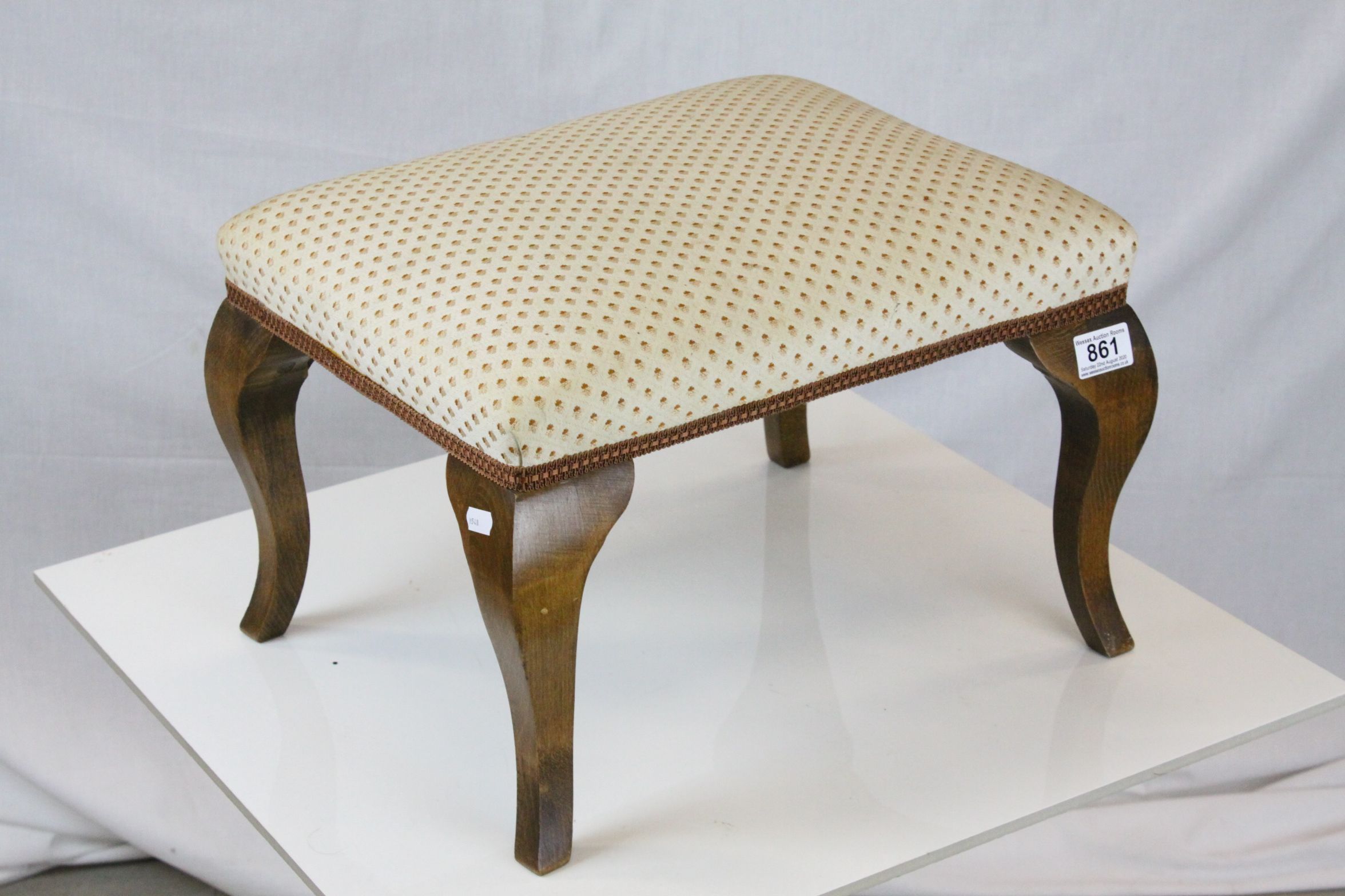 Pair of Victorian Oval Upholstered Footstools, w.45cms h.15cms together with another Upholstered - Image 2 of 5