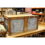 Early 20th century Pine Continental Meat / Food Cupboard with galvanised pierced doors and mesh side