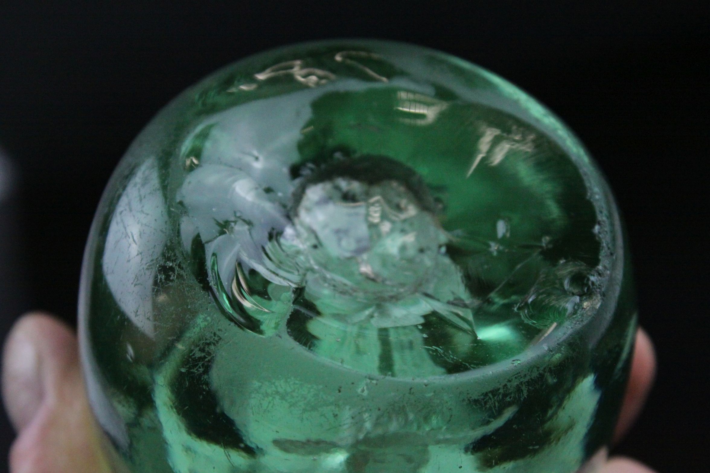 Victorian Green Glass Dump Paperweight with Flower Inclusion, h.10cms - Image 4 of 6