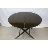 19th / Early 20th century Mahogany Circular Folding Coaching Table with label ' Thornton &