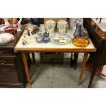 Mid 20th century Draw-leaf Table with Formica Style Inset Top, h.78cms