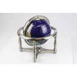 Gemstone Style Globe on Chrome Effect Stand, h.36cms