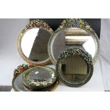 Five beveled edged early 20th century barbola mirrors .