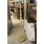 Pale Wooden Carved Standard Lamp