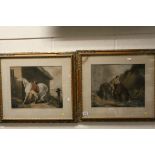 A pair of equine 19th century F R Smith coloured engravings taken from paintings by Moorland
