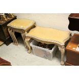 Mid 20th century Queen Anne Style Burr Maple Coffee Table and matching Nest of Three Tables, all
