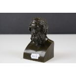 Small Bronze Bust of a Greek Philosopher inscribed to back ' F. Barbedienne. Foundeur ', h.11cms