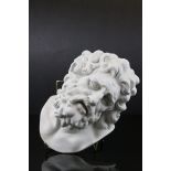 The Head of a Parian Ware Bust of Laoccoon, impressed marks to back ' Laocoon. Le. Vieux N.0.5, h.