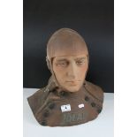 Ceramic Bust in the form of a Royal Flying Corps Aviation Pilot, h.39cms